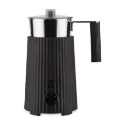 AlessiMilchaufschäumer 0,35 l Plissé schwarz