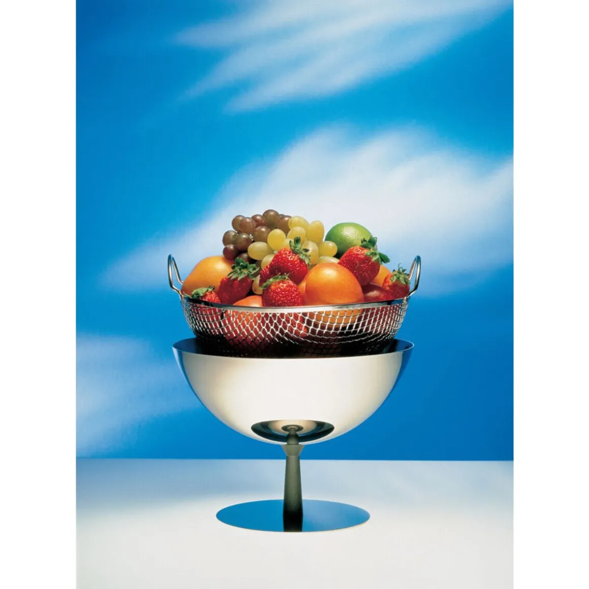 AlessiObstschale / Sieb. Schwarz.Fuss