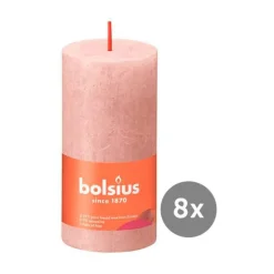 Bolsius8er Pack Stumpenkerze 100/50 Rustik Shine nebliges rosa 04