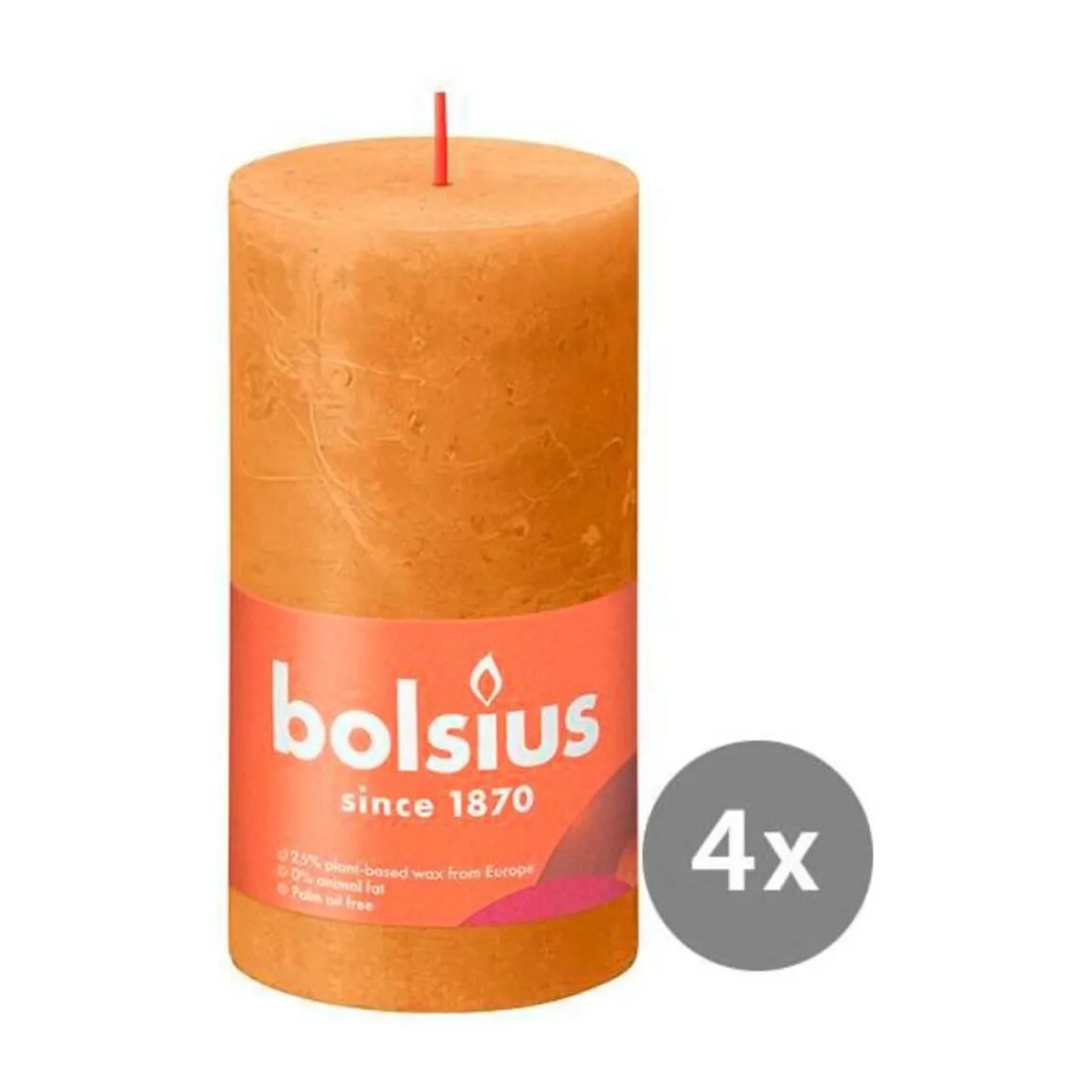 Bolsius4er Pack Stumpenkerze 80/68 Rustik Shine honigwabengelb 19