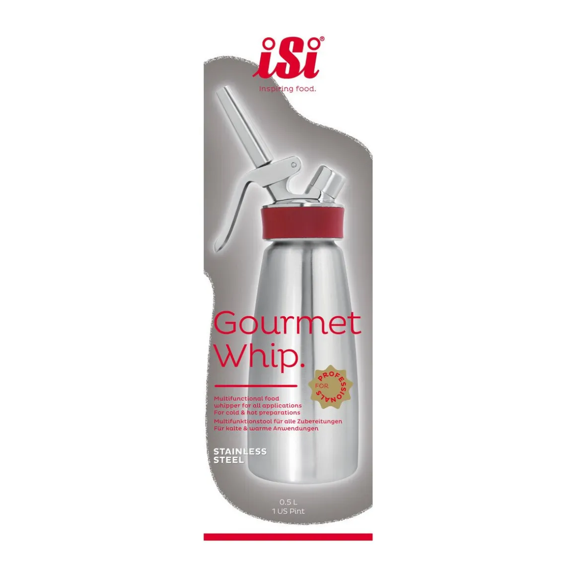 ISISaucen-/Schlagsahnebereiter Gourmet Whip 0,5 l edelstahl