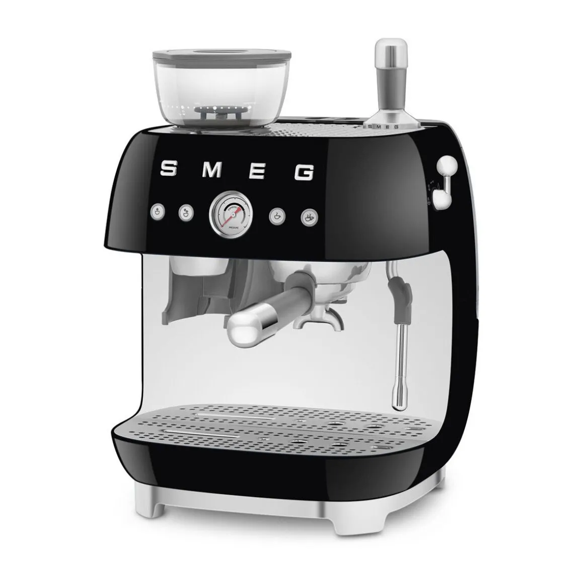 SmegEspressomaschine mit Mahlwerk EGF03 2 Tassen 1650 50’s Style schwarz