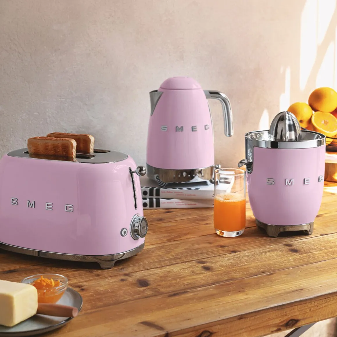 Smeg2-Scheiben-Toaster TSF01 950 W 50's Style pink